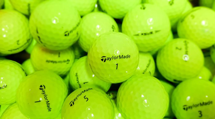 50 Taylormade TP5 / TP5X Yellow Golf Balls Mint / Near Mint Grade ★SPECIAL PRICE★(with pen markings)